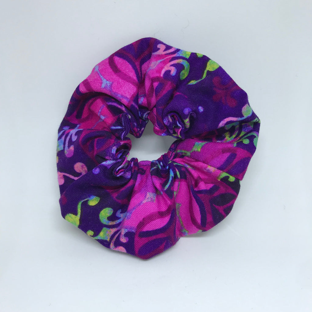 Purple Floral Scrunchie - Hippie Scrunchies