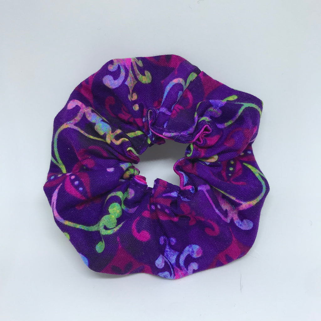 Purple Floral Scrunchie - Hippie Scrunchies