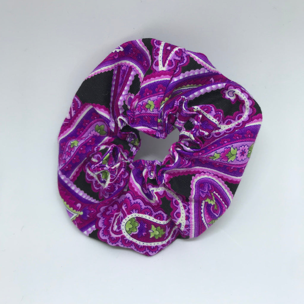 Purple Paisley Scrunchie - Hippie Scrunchies - 90s Fashion Scrunchie