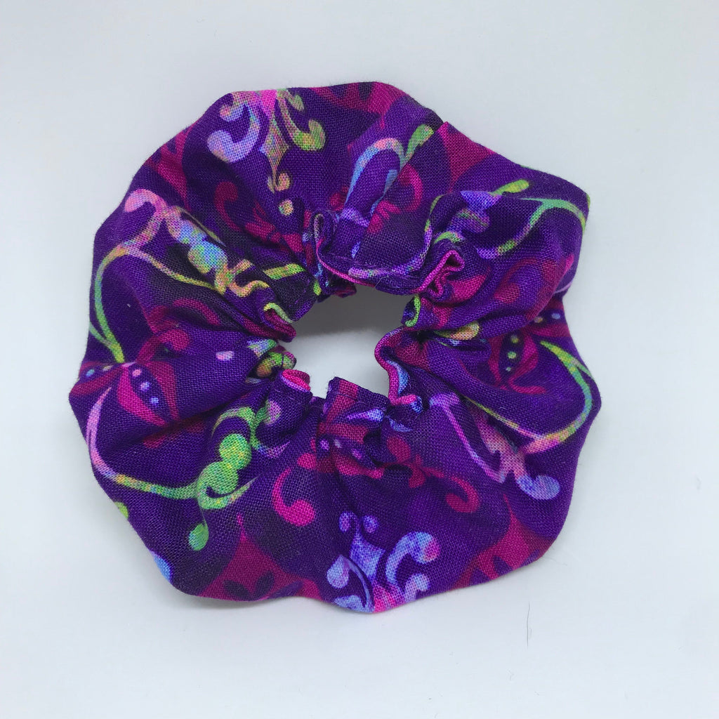 Purple Floral Scrunchie - Hippie Scrunchies