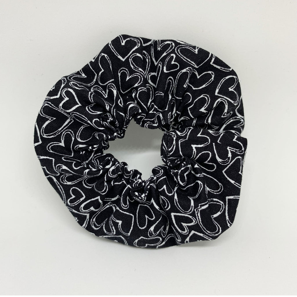 Love Heart Scrunchie - Black Scrunchies - 90s Fashion Scrunchie