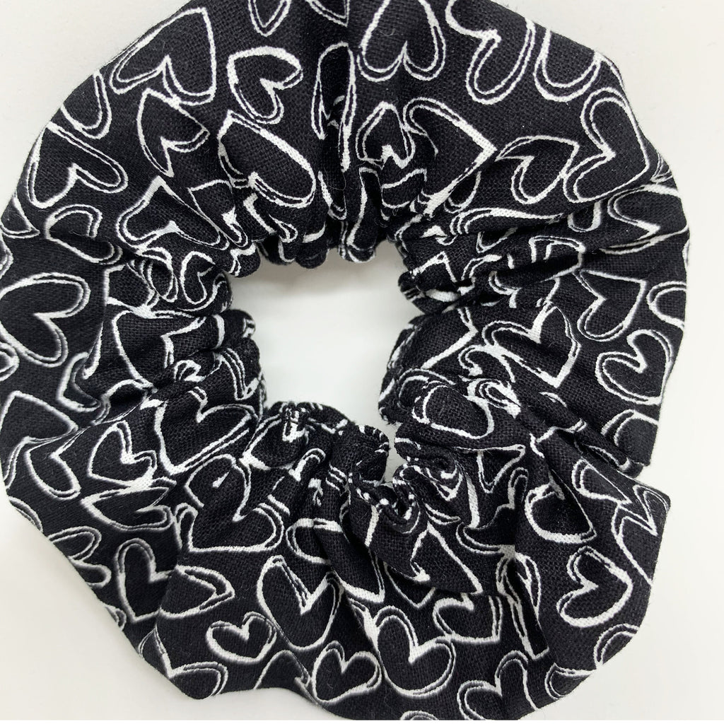 Love Heart Scrunchie - Black Scrunchies - 90s Fashion Scrunchie