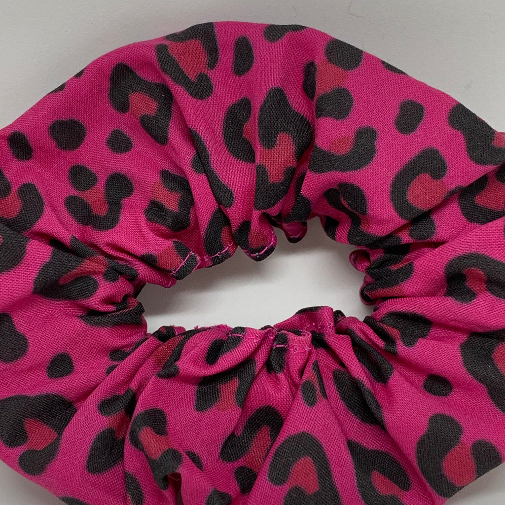 Pink Leopard Scrunchie - Animal Print Scrunchie - 90s Fashion Scrunchie