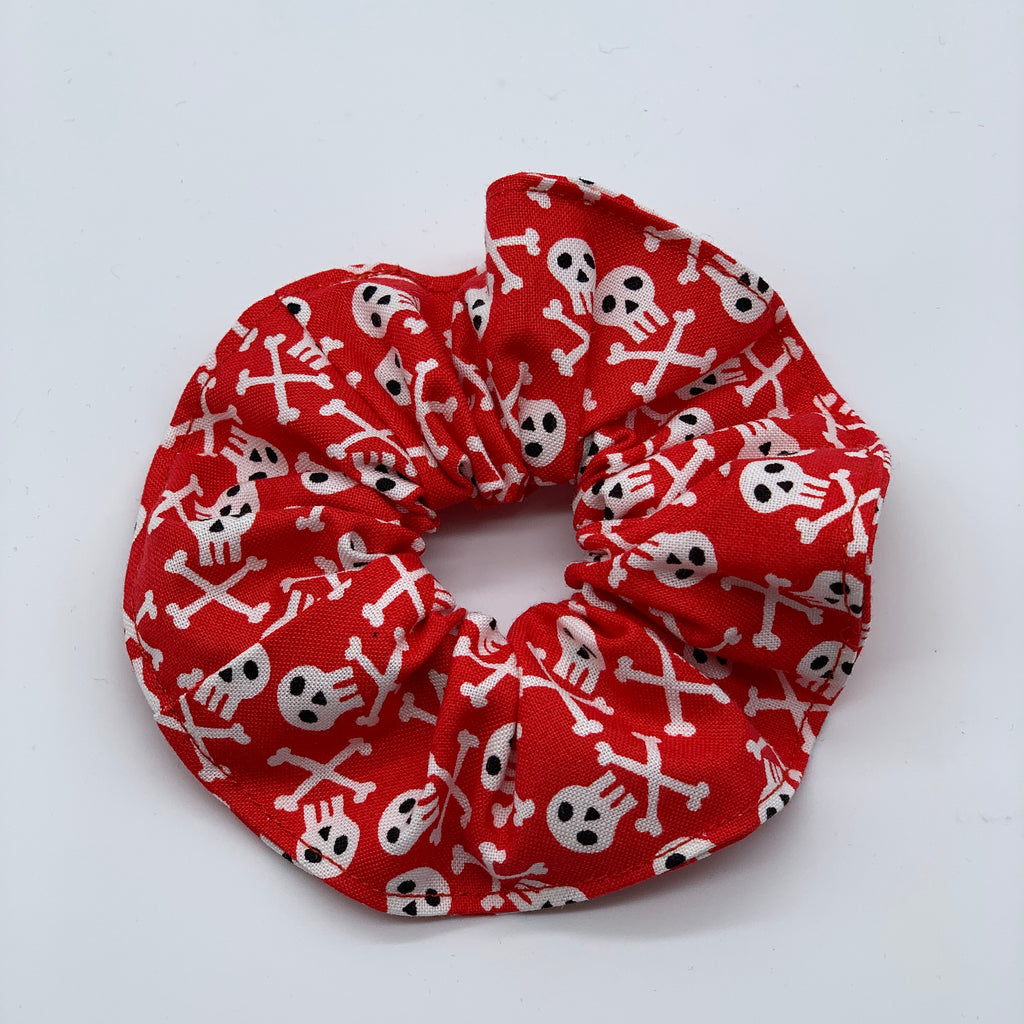 Red Skull & Crossbone Scrunchie - Pirate Scrunchies