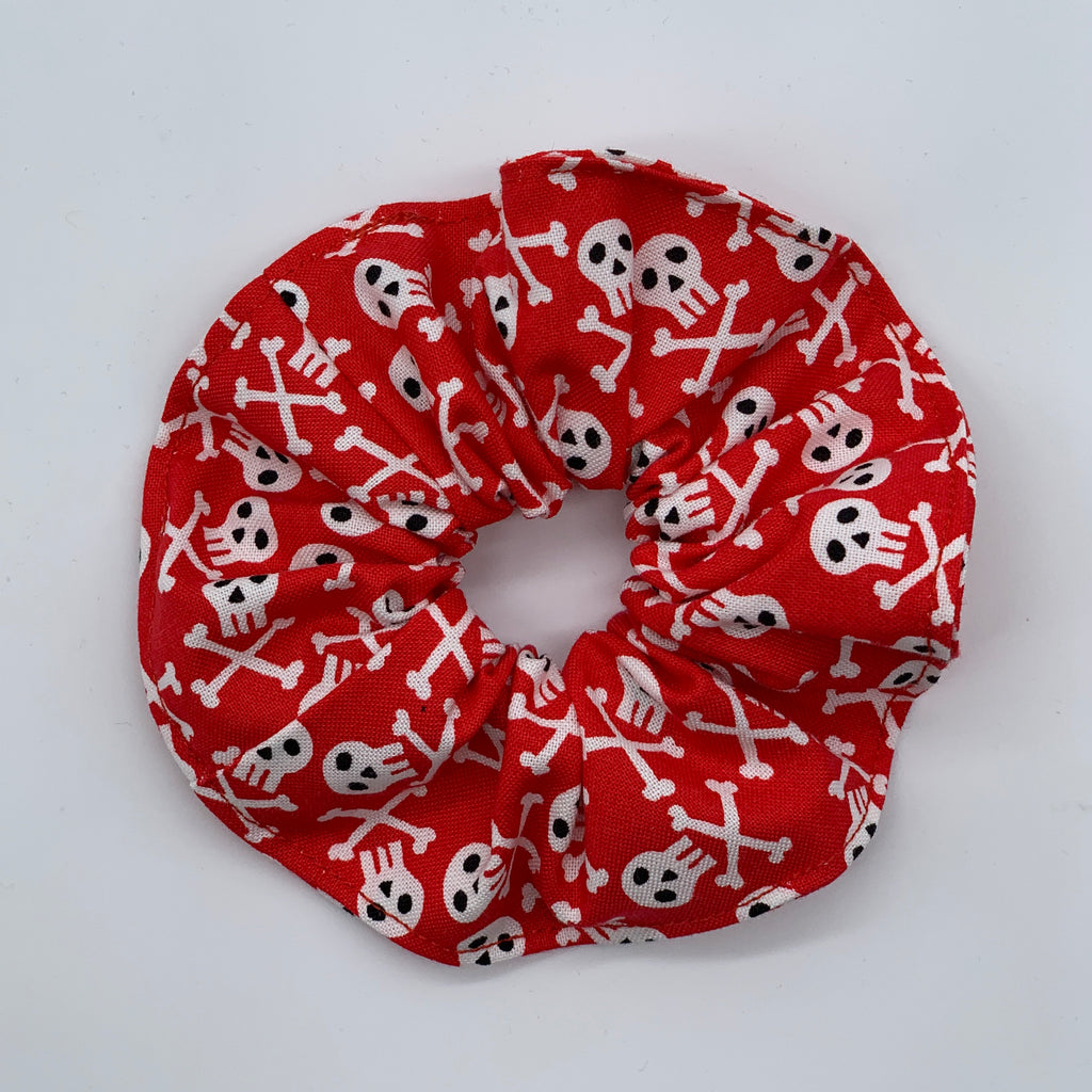 Red Skull & Crossbone Scrunchie - Pirate Scrunchies