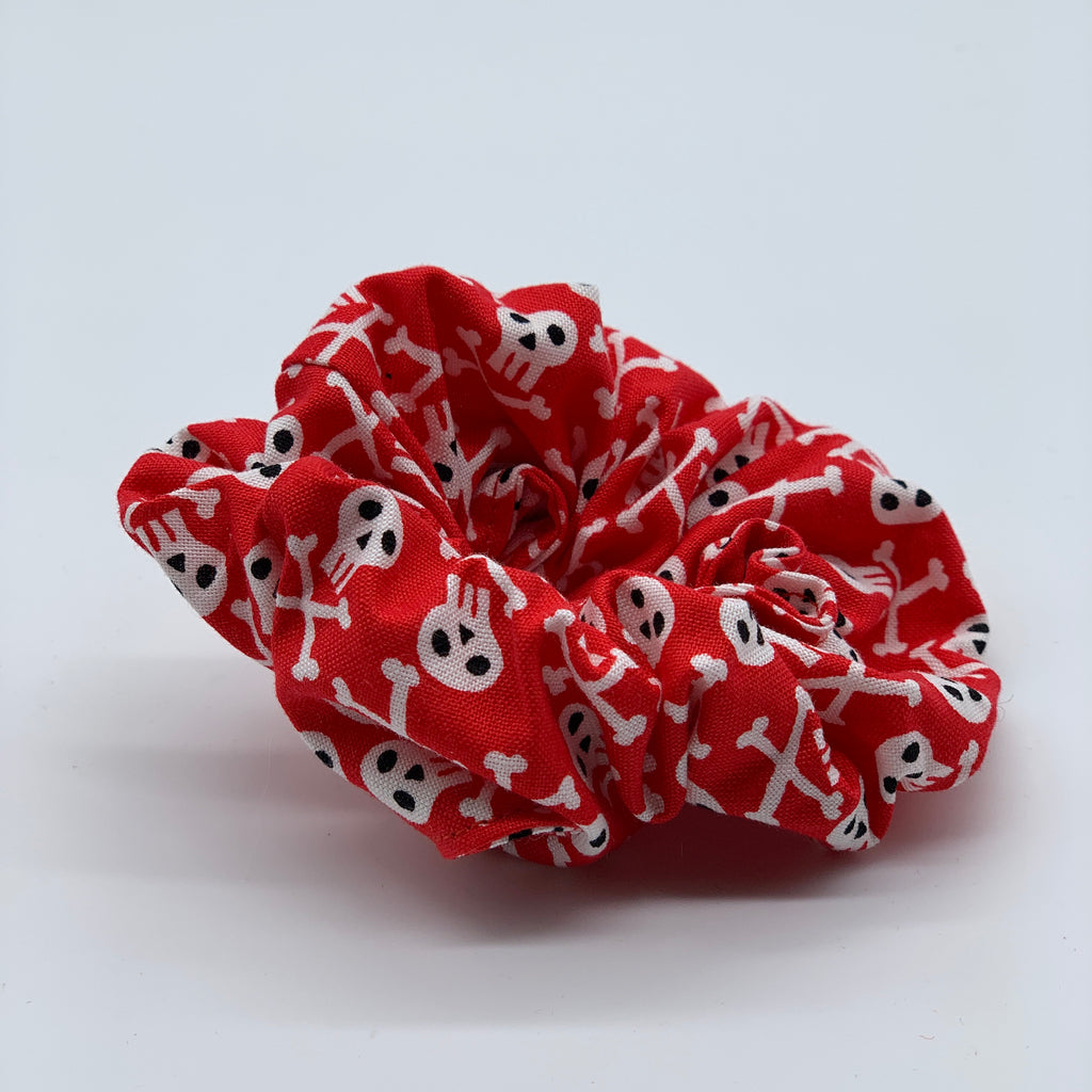 Red Skull & Crossbone Scrunchie - Pirate Scrunchies