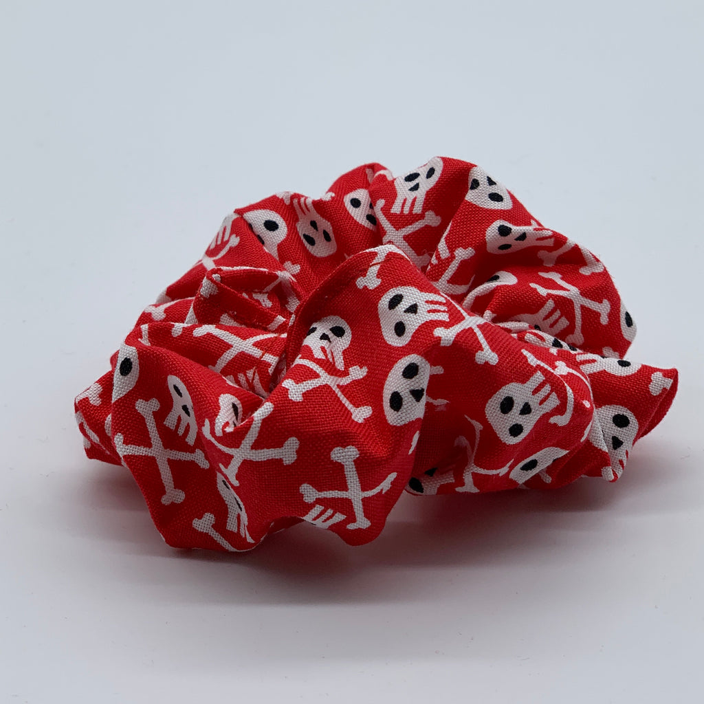 Red Skull & Crossbone Scrunchie - Pirate Scrunchies