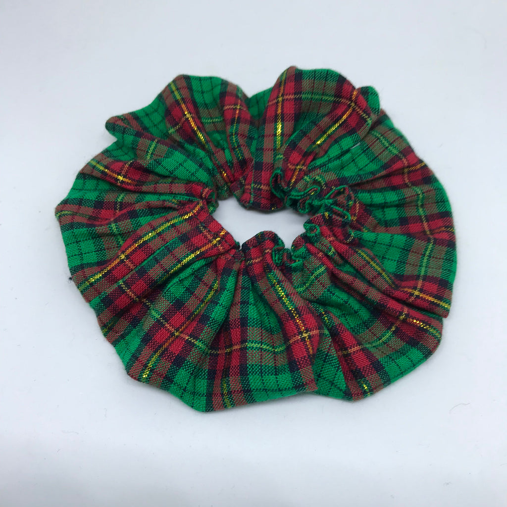 Green Tartan Scrunchie - Plaid Christmas Scrunchies - 90s Fashion