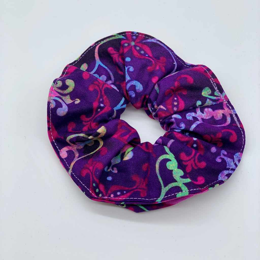 Purple Floral Scrunchie - Hippie Scrunchies