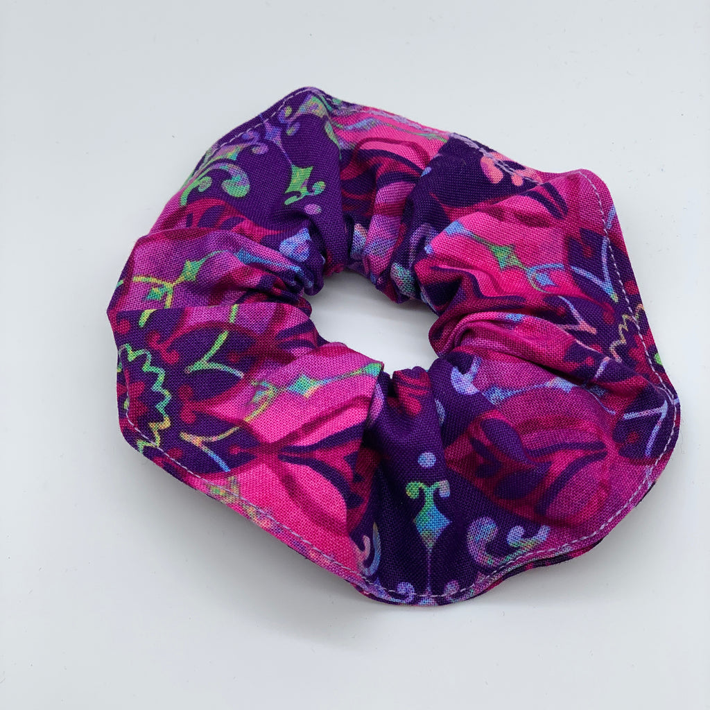 Purple Floral Scrunchie - Hippie Scrunchies