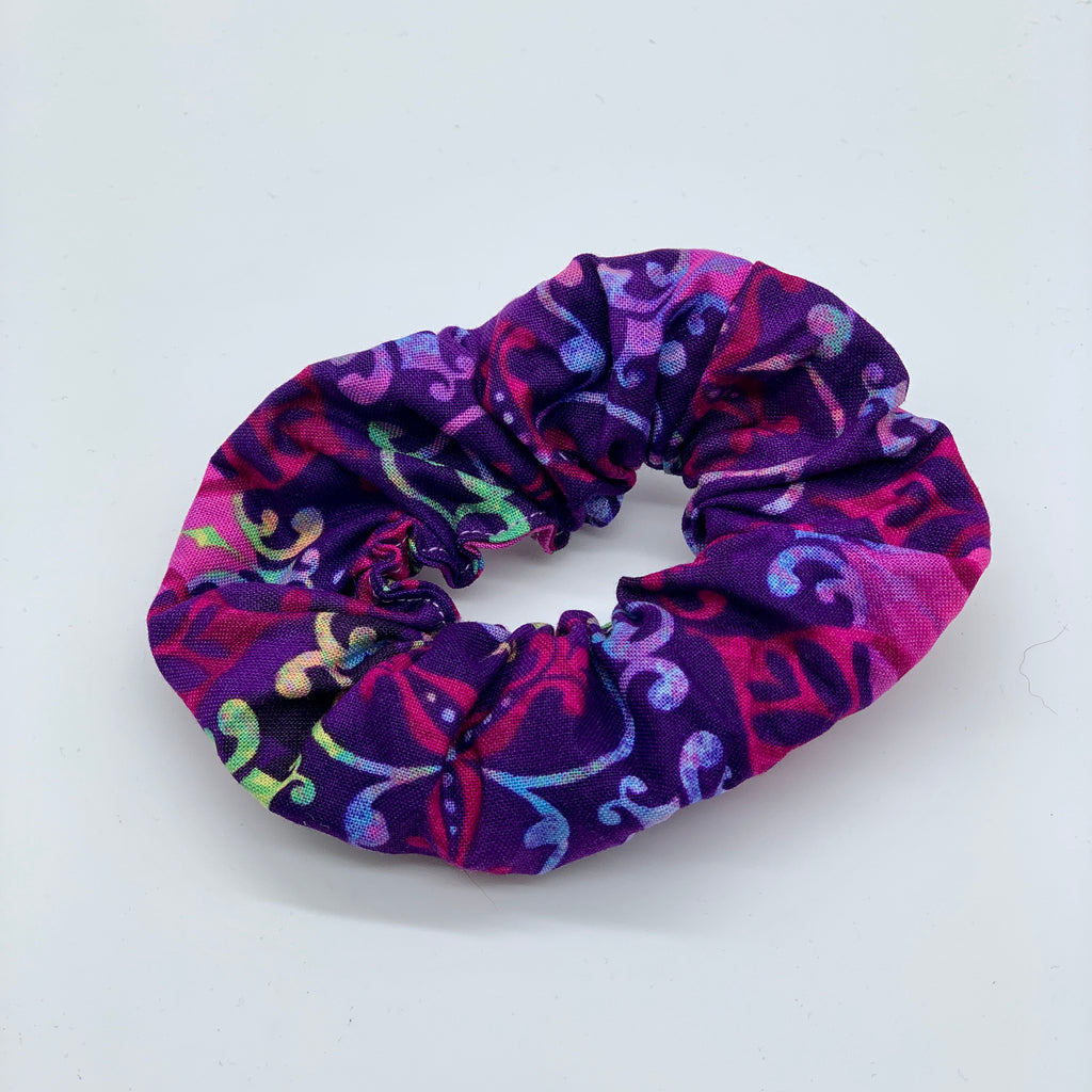 Purple Floral Scrunchie - Hippie Scrunchies