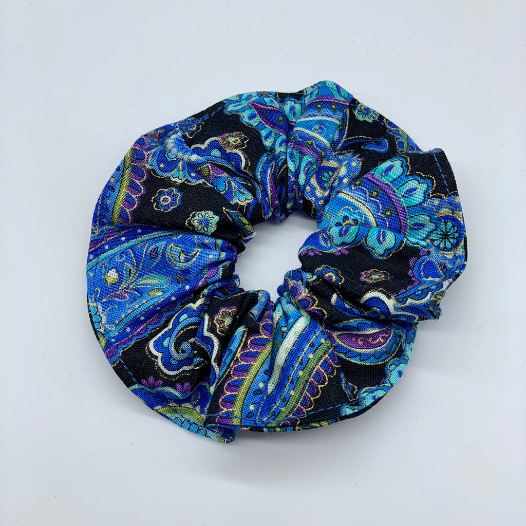 Blue Paisley Scrunchie - Hippie Scrunchies