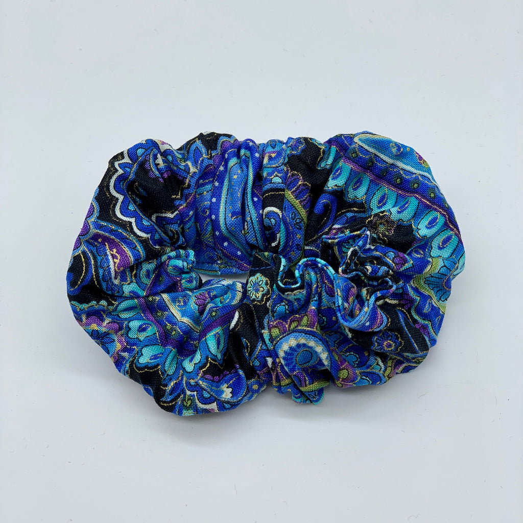 Blue Paisley Scrunchie - Hippie Scrunchies