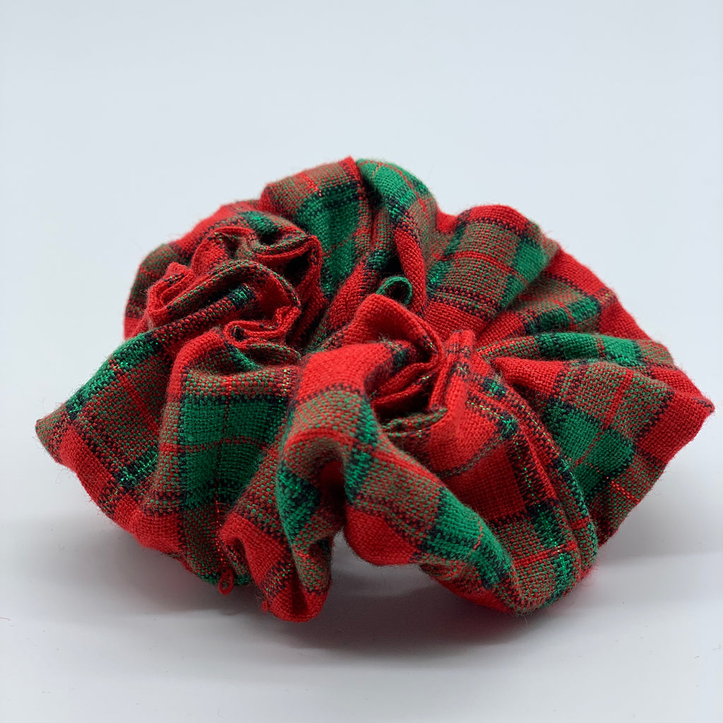 Tartan Scrunchie - Christmas Plaid Scrunchies - 90s Fashion Scrunchie