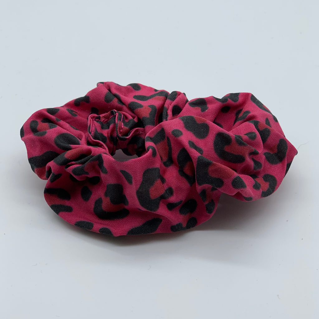 Pink Leopard Scrunchie - Animal Print Scrunchie - 90s Fashion Scrunchie