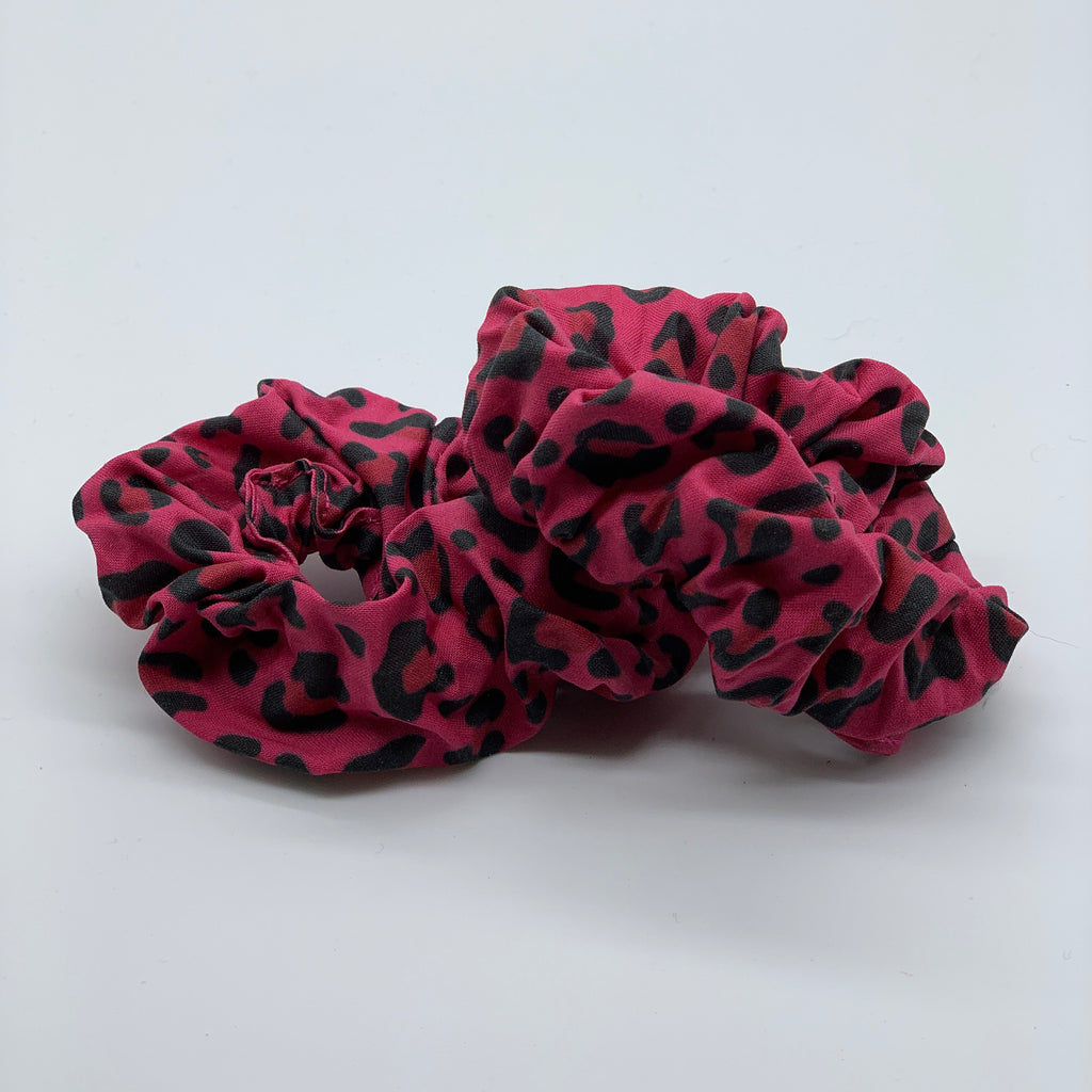 Pink Leopard Scrunchie - Animal Print Scrunchie - 90s Fashion Scrunchie