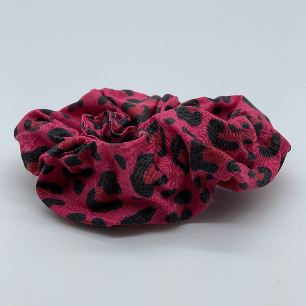 Pink Leopard Scrunchie - Animal Print Scrunchie - 90s Fashion Scrunchie