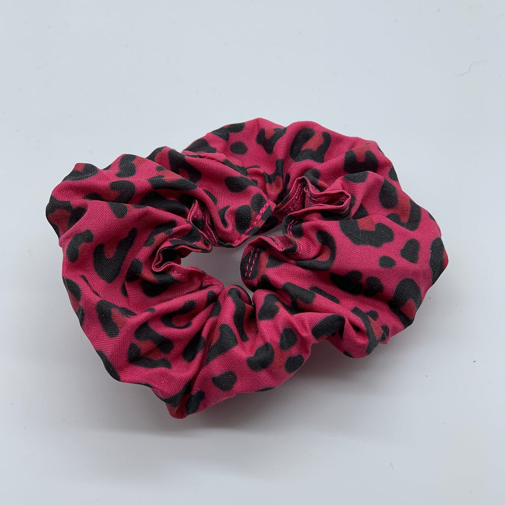 Pink Leopard Scrunchie - Animal Print Scrunchie - 90s Fashion Scrunchie