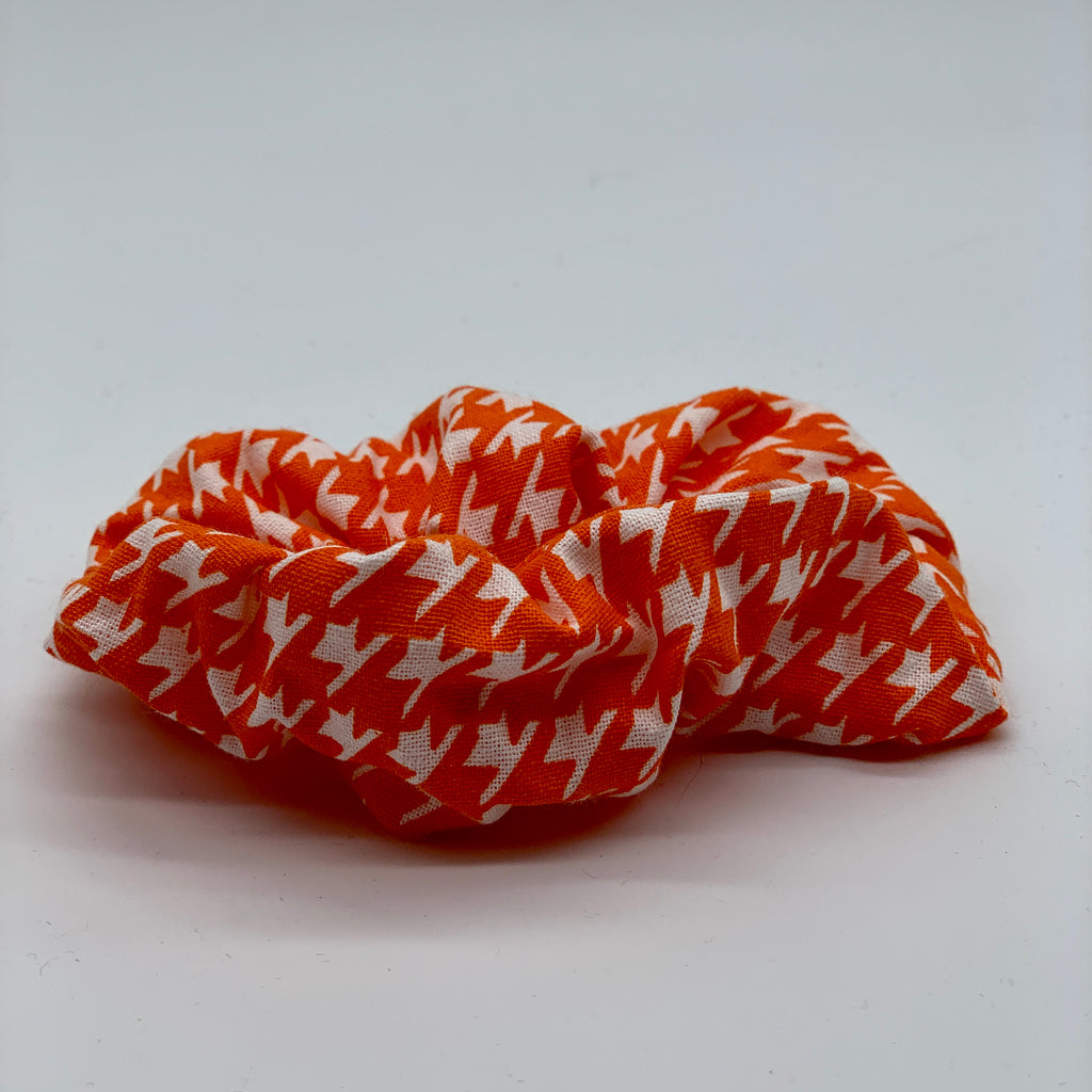 Houndstooth Scrunchie - Orange Scrunchies - 90s Fashion Scrunchie