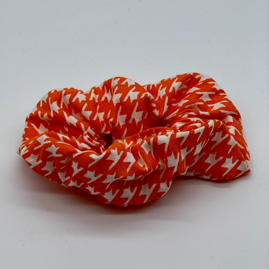 Houndstooth Scrunchie - Orange Scrunchies - 90s Fashion Scrunchie