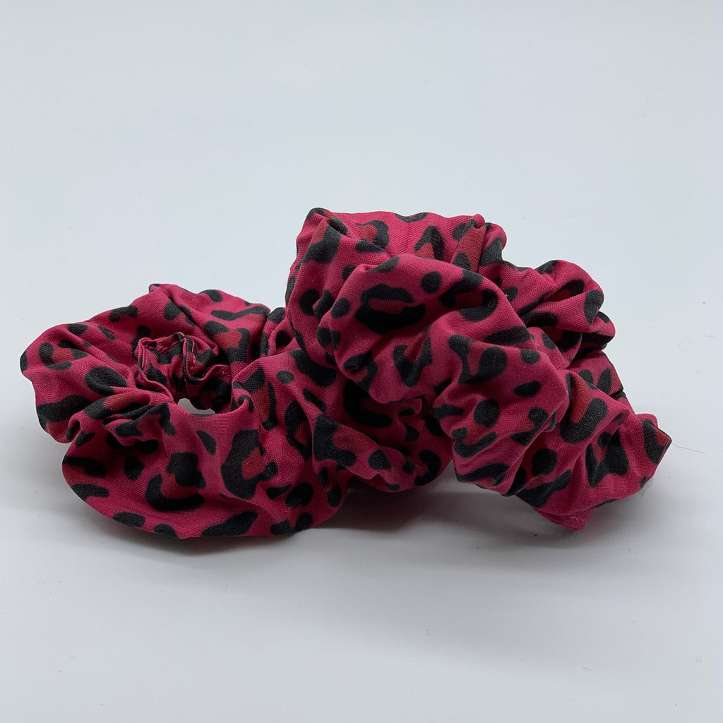 Pink Leopard Scrunchie - Animal Print Scrunchie - 90s Fashion Scrunchie