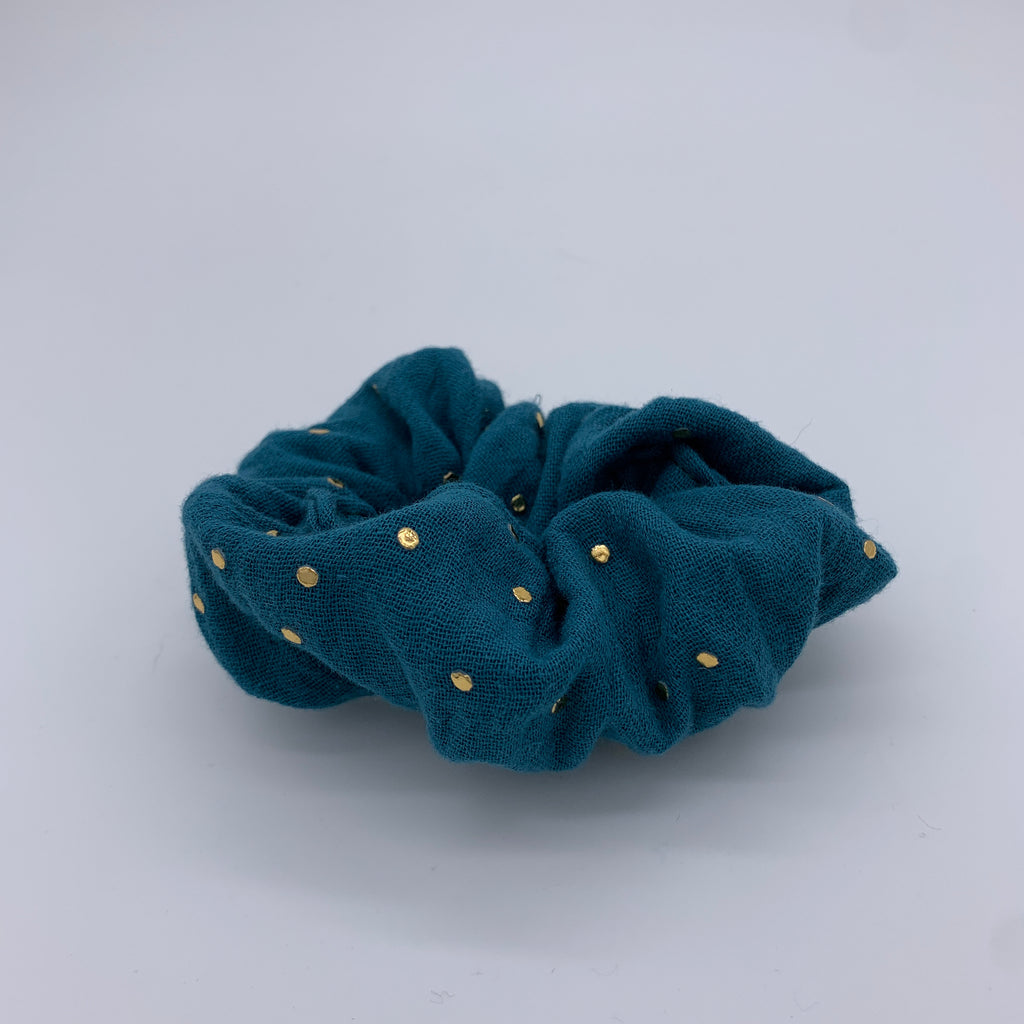 Teal Scrunchie - Gold Foil Scrunchies