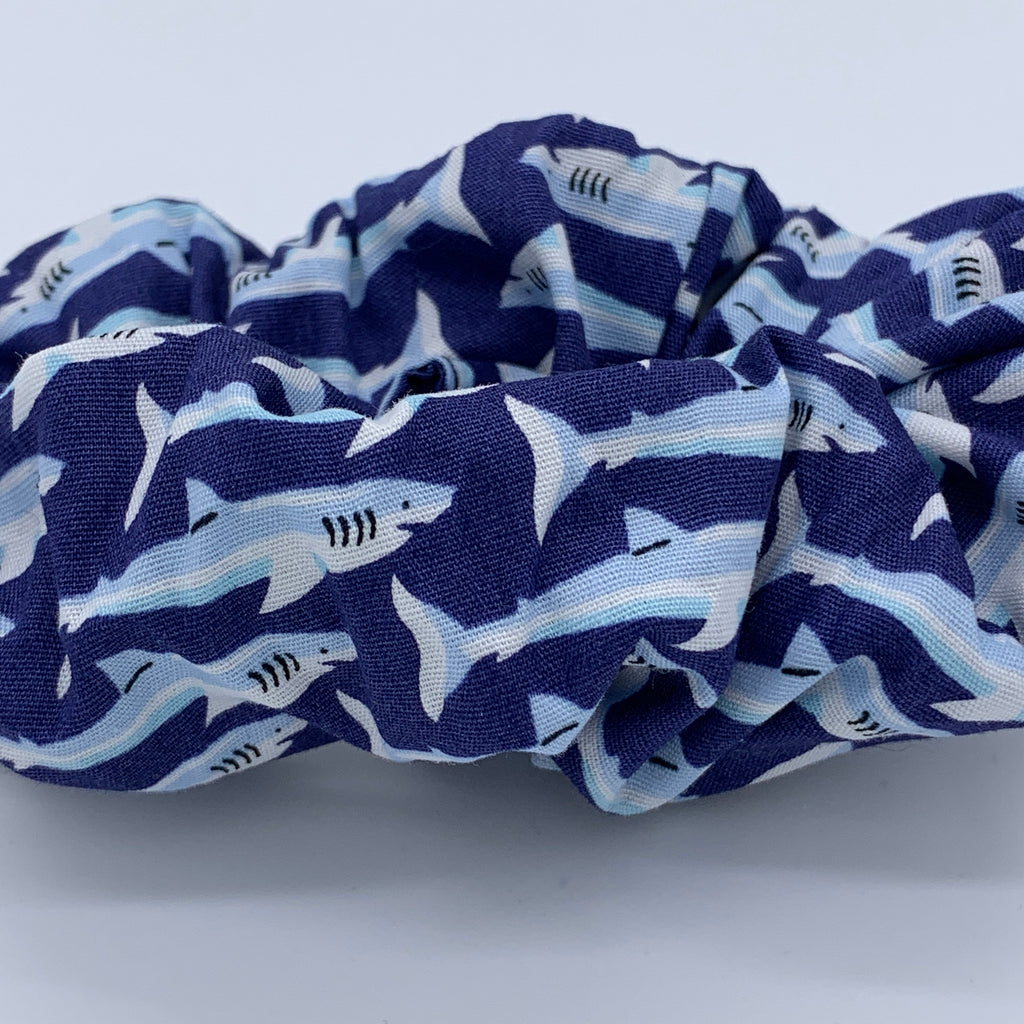 Shark Scrunchie - Blue Scrunchie - 90s Fashion Scrunchie