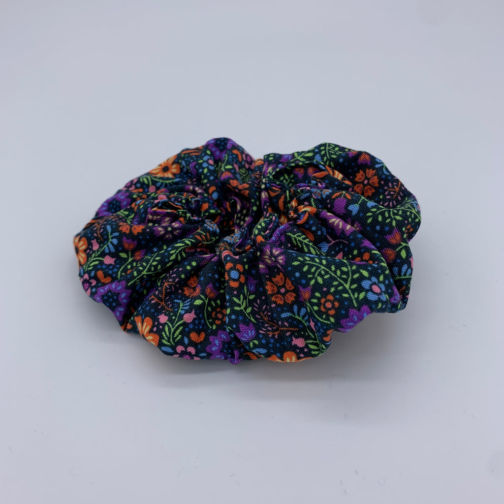 Navy Floral Scrunchie - Hippie Scrunchies - Scrunchie - 90s Fashion Scrunchie