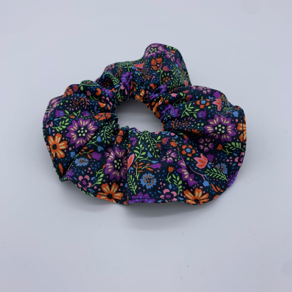 Navy Floral Scrunchie - Hippie Scrunchies - Scrunchie - 90s Fashion Scrunchie