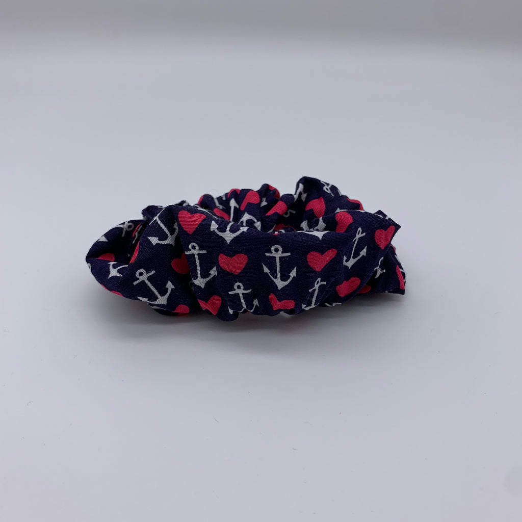 Anchors & Love Hearts Scrunchie - 90s Fashion Scrunchie