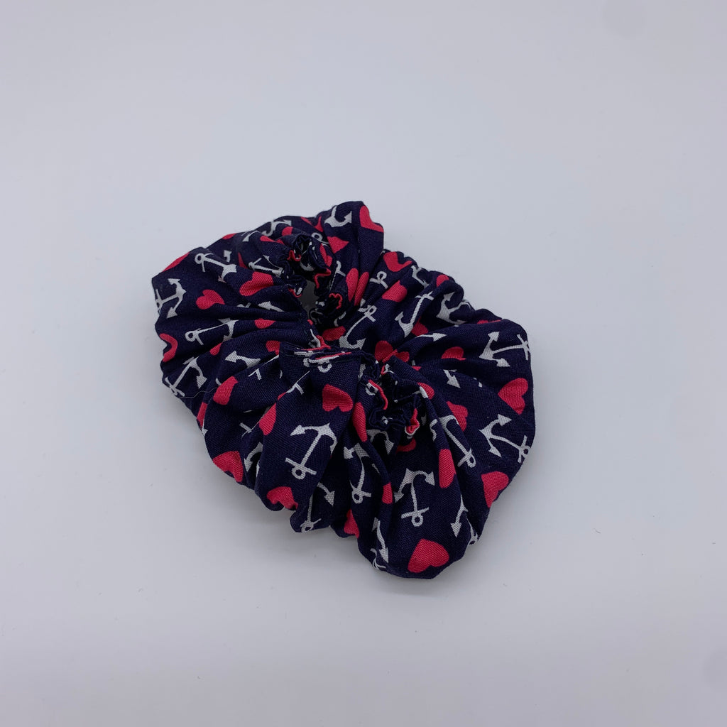 Anchors & Love Hearts Scrunchie - 90s Fashion Scrunchie