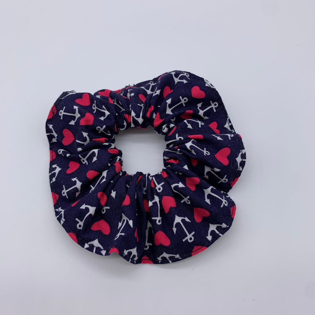 Anchors & Love Hearts Scrunchie - 90s Fashion Scrunchie