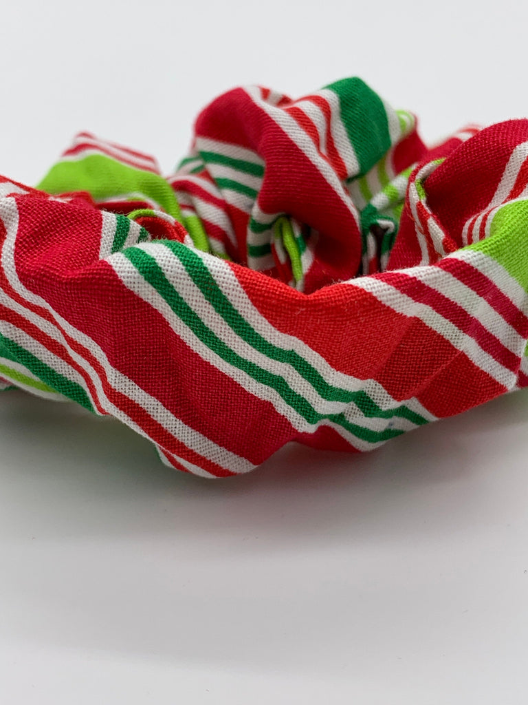 Christmas Stripes Scrunchie - Christmas Scrunchies - Candy Cane Scrunchie