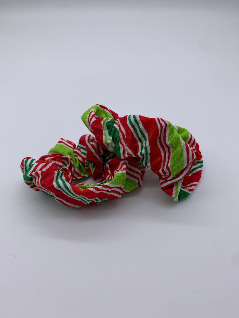 Christmas Stripes Scrunchie - Christmas Scrunchies - Candy Cane Scrunchie