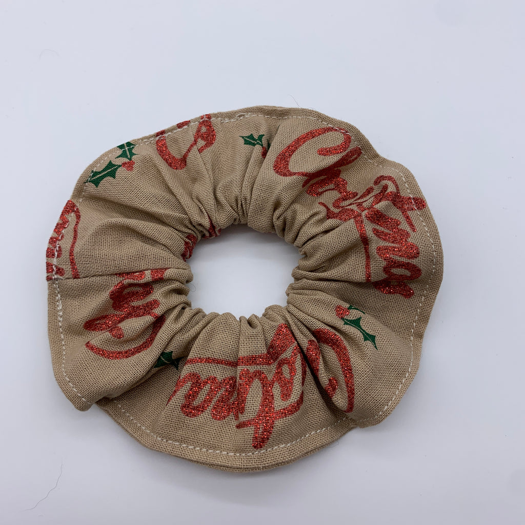 Christmas Pudding Scrunchie - Christmas Scrunchies - Glitter Scrunchie