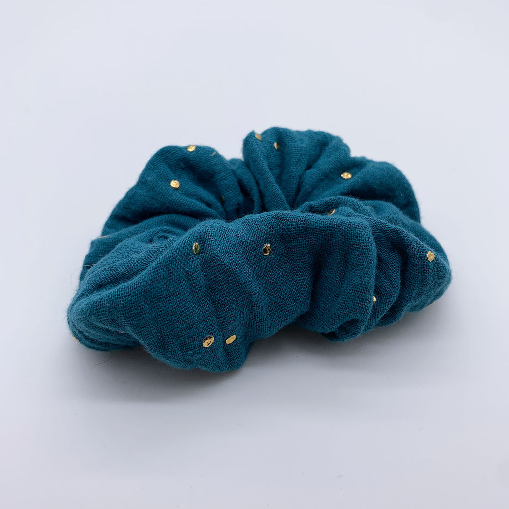 Teal Scrunchie - Gold Foil Scrunchies