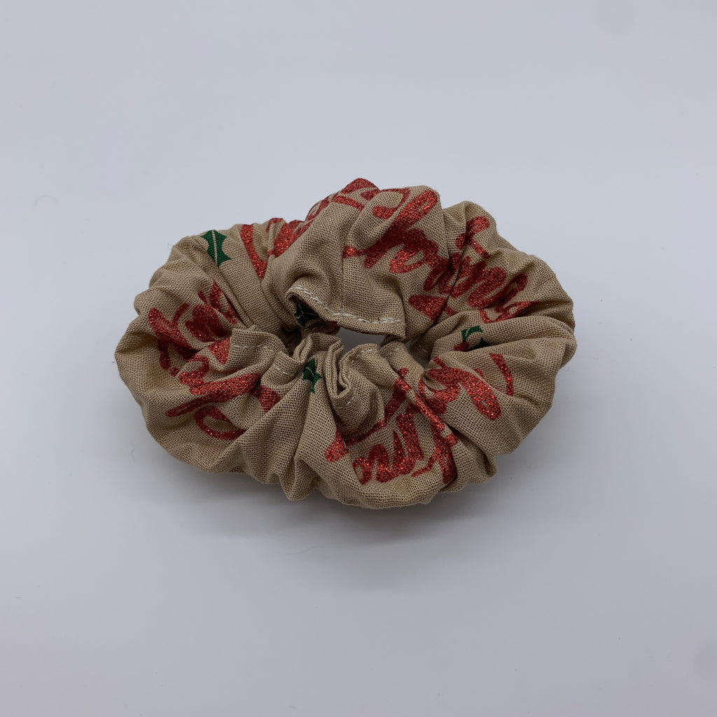 Christmas Pudding Scrunchie - Christmas Scrunchies - Glitter Scrunchie