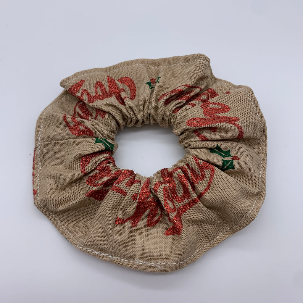 Christmas Pudding Scrunchie - Christmas Scrunchies - Glitter Scrunchie