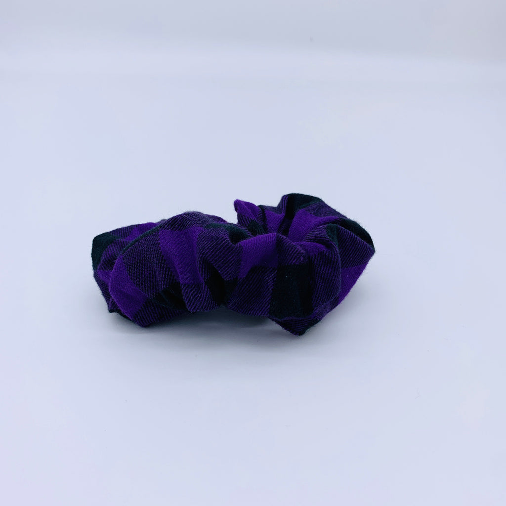 Purple Check Scrunchie - Purple Flannel Scrunchie