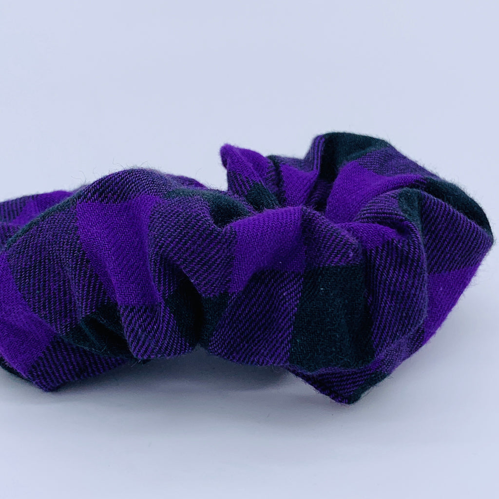 Purple Check Scrunchie - Purple Flannel Scrunchie