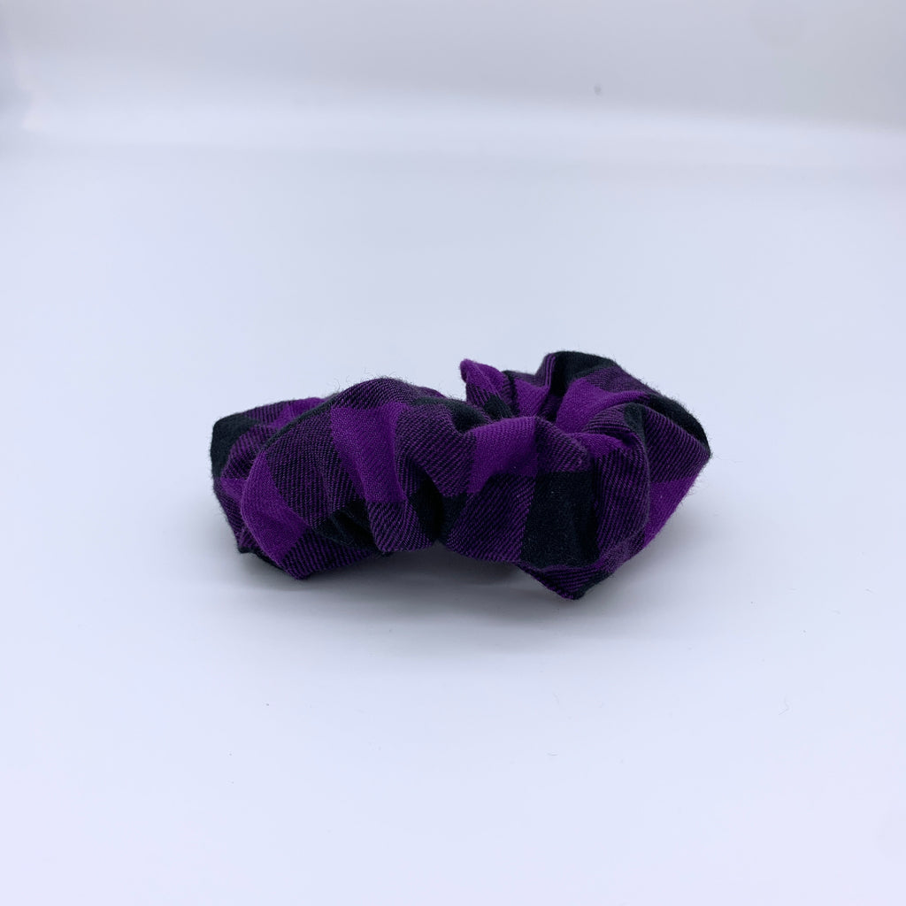 Purple Check Scrunchie - Purple Flannel Scrunchie