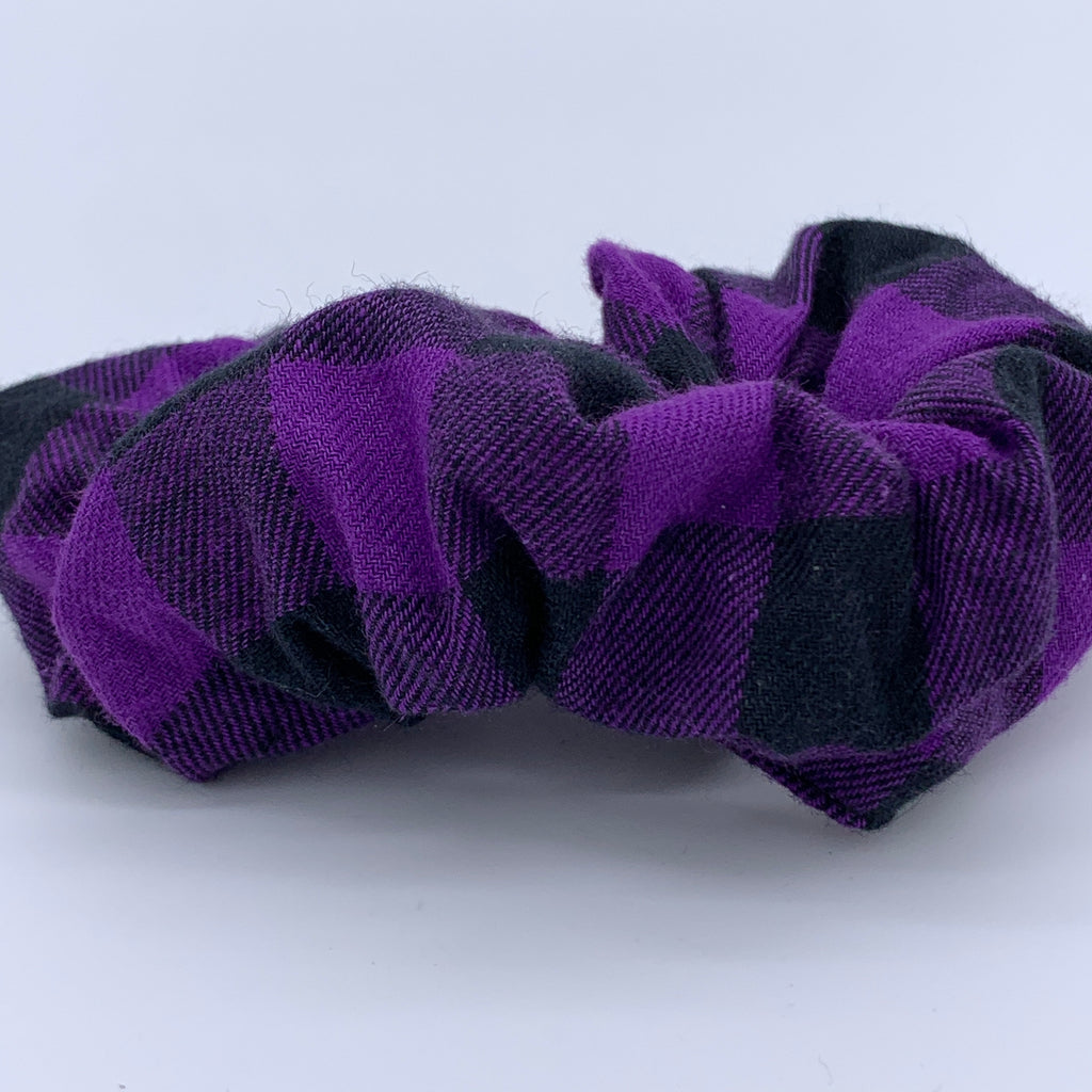 Purple Check Scrunchie - Purple Flannel Scrunchie