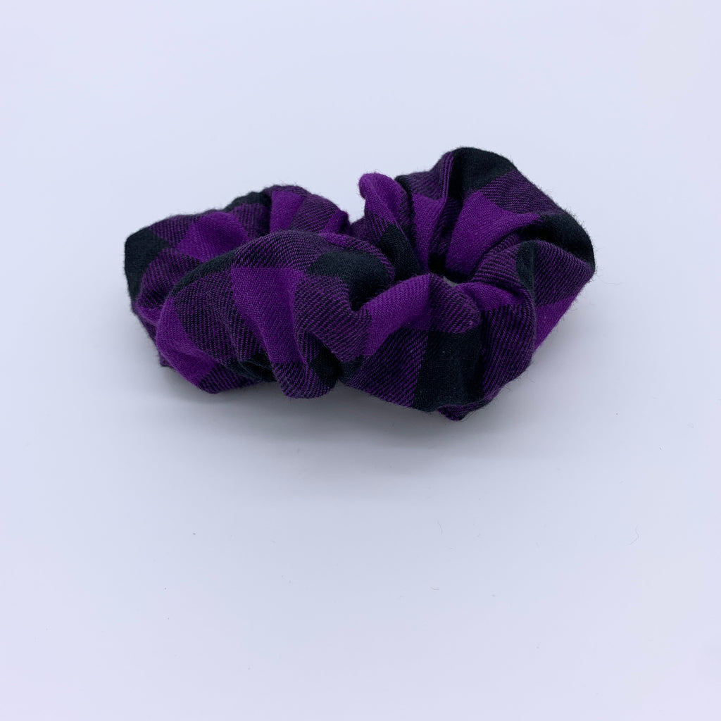 Purple Check Scrunchie - Purple Flannel Scrunchie